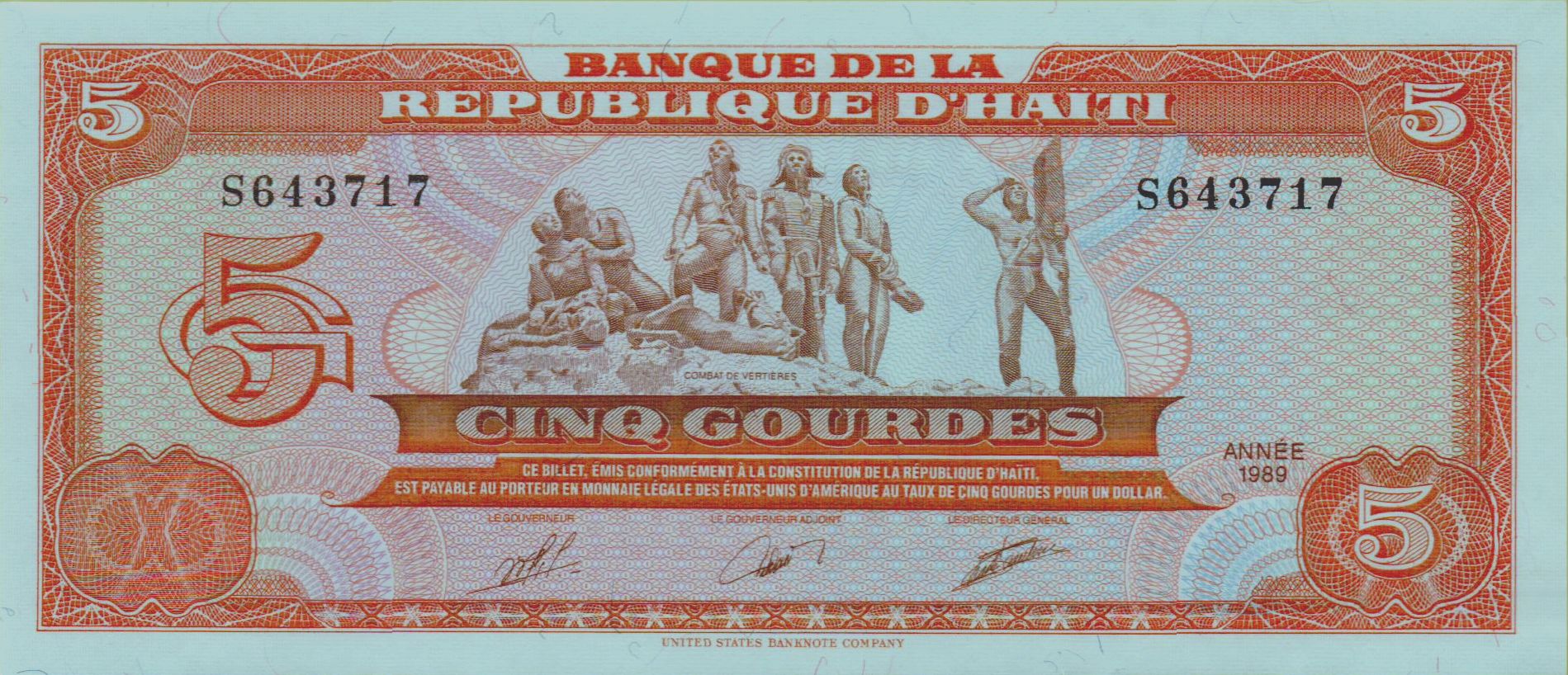 Haiti 5 1989 UNC P-255